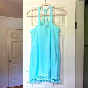 Mint Cross Back Tassel Dress